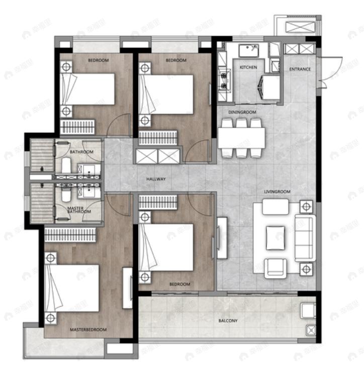 龙湖清能天奕4室2厅2卫户型图