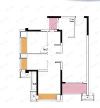 融汇半岛克拉公馆3室2厅1卫户型图