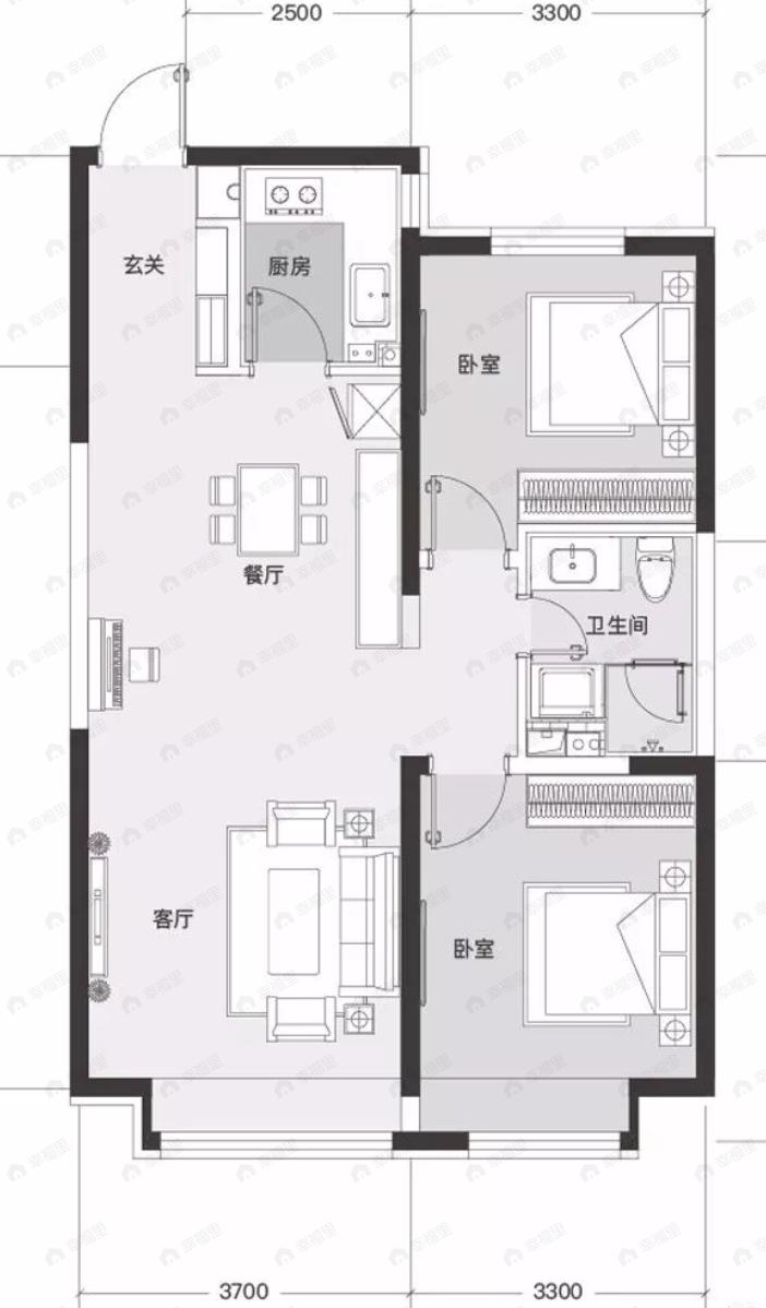 嘉惠九里2室2厅1卫户型图