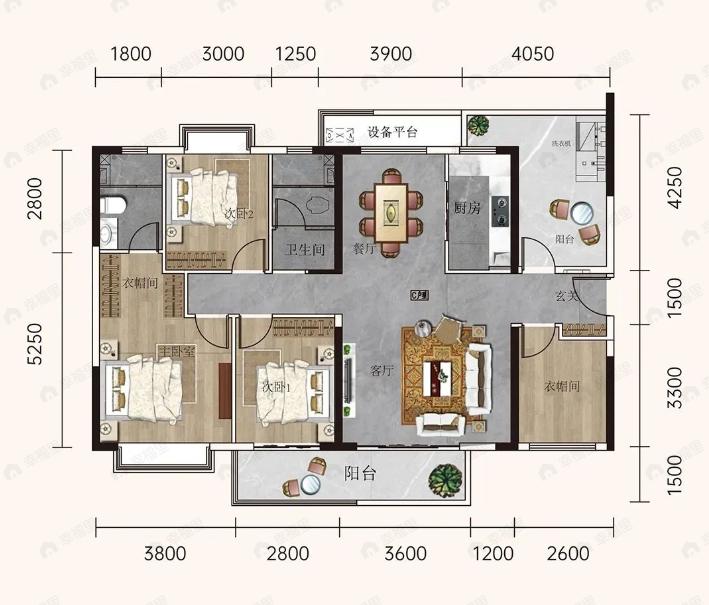 新华联梦想城4室2厅2卫户型图