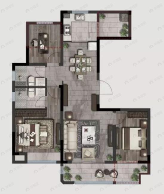 水岸华府3室2厅2卫户型图