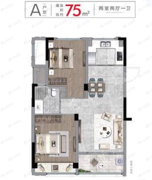 蓝城恒伟江南山庄2室2厅1卫户型图
