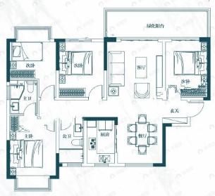中海哈罗学府4室2厅2卫户型图
