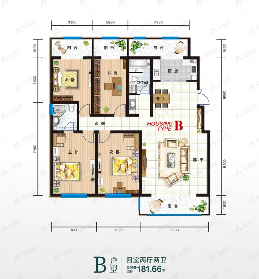 公园悦城4室2厅2卫户型图