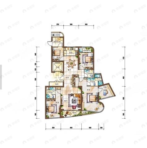 4室2厅3卫建面219平户型图
