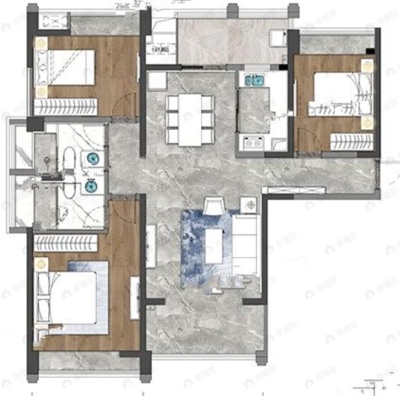 金沙宸宇公馆3室2厅2卫户型图
