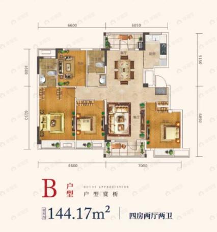邓州雍豪府4室1厅2卫户型图