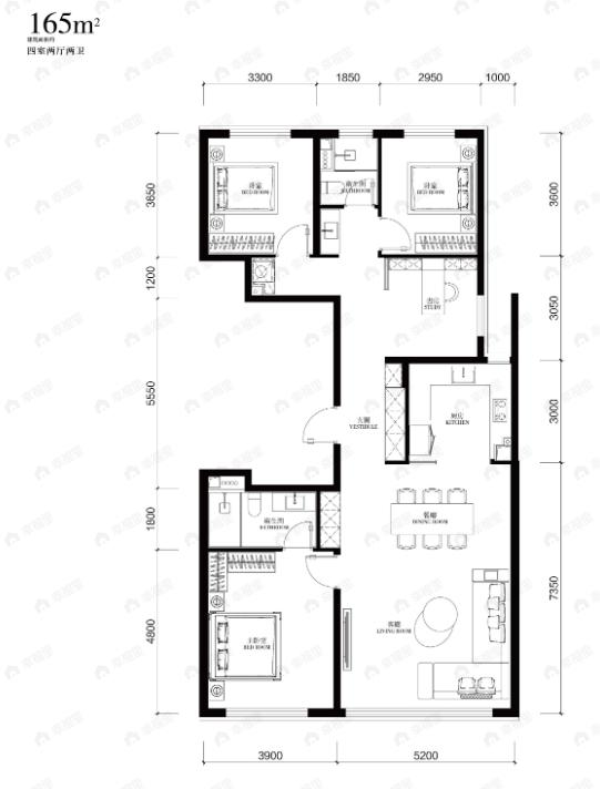 4室2厅2卫建面165平undefined户型图