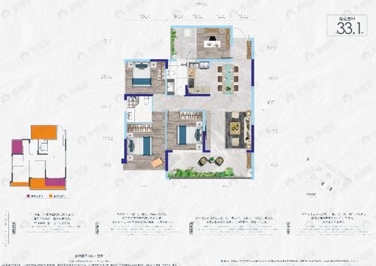 3室建面98平undefined户型图
