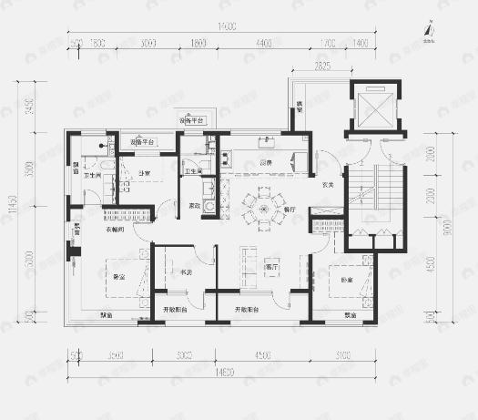 4室2厅2卫建面133平undefined户型图