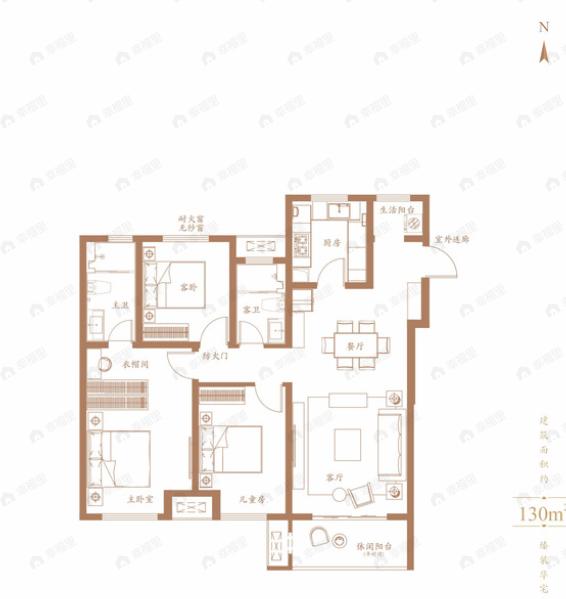 天地源·蘭樾坊3室2厅2卫户型图
