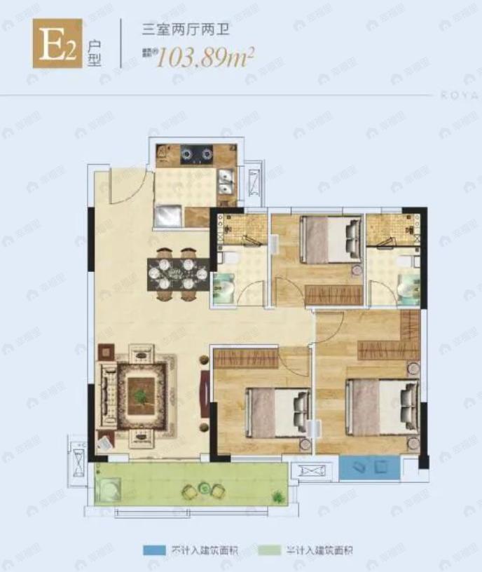 天纵御景湾3室2厅2卫户型图