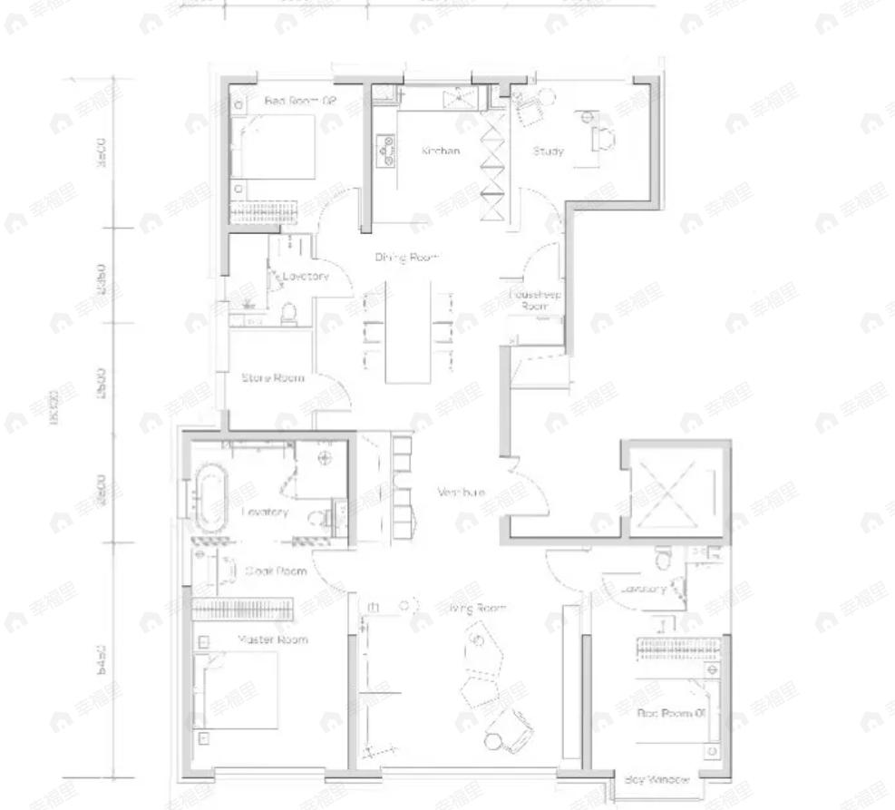 4室2厅3卫建面218平户型图