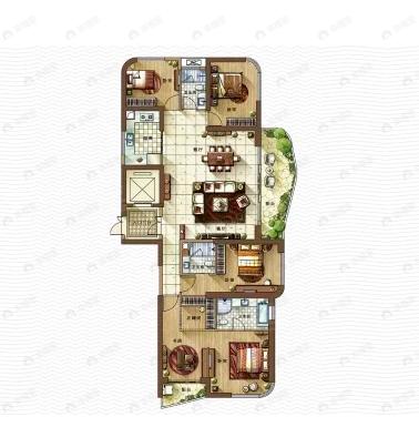 4室2厅3卫建面226平户型图