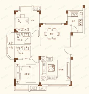 嘉圆悦山居2室2厅2卫户型图