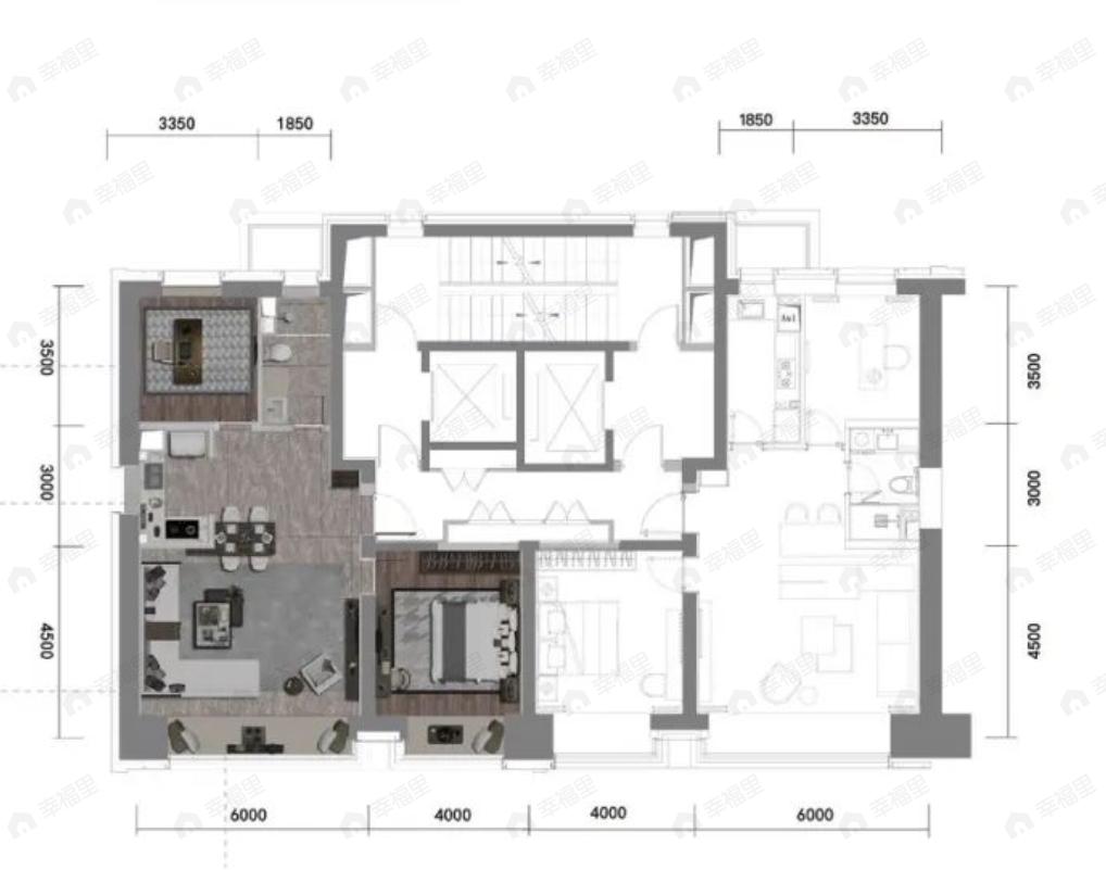 2室2厅1卫建面125平户型图