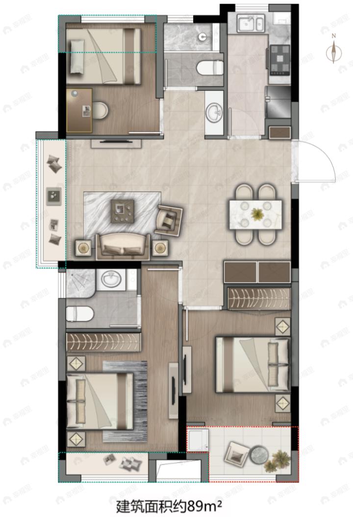 之江明月府3室2厅2卫户型图