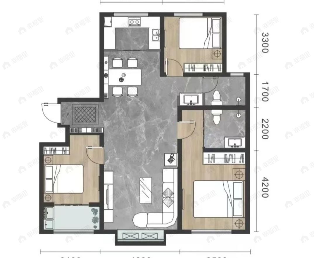 建投·陆泽府3室2厅2卫户型图