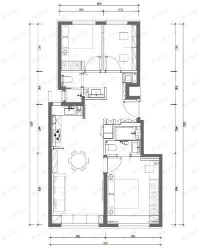 万科东庐3室2厅2卫户型图