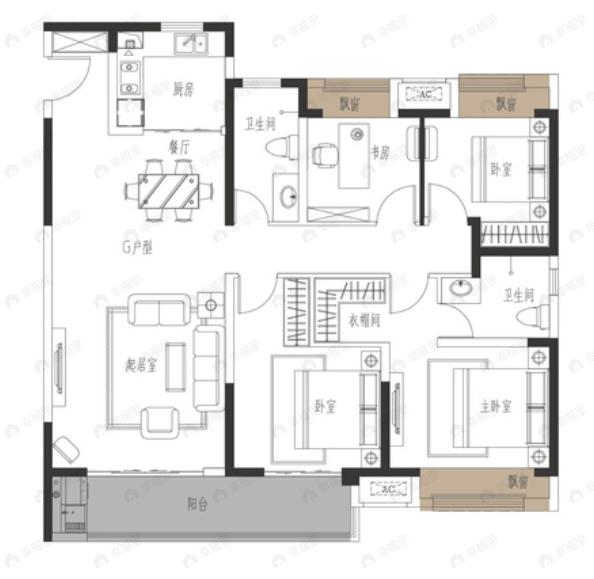 盛隆涅阳府4室2厅2卫户型图