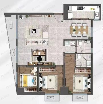 当代宏府MOMΛ3室2厅2卫户型图