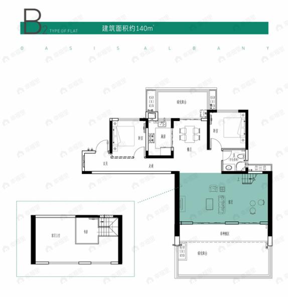 上置绿洲雅宾利5室2厅2卫户型图