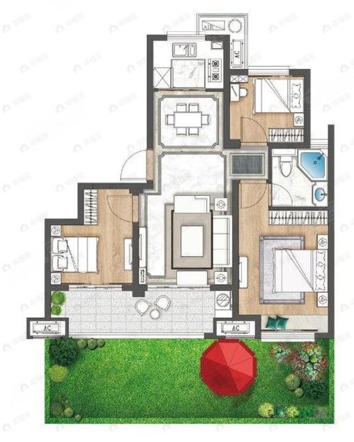 广瑞沁园3室2厅1卫户型图
