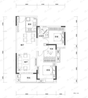 天汇龙城3室2厅1卫户型图