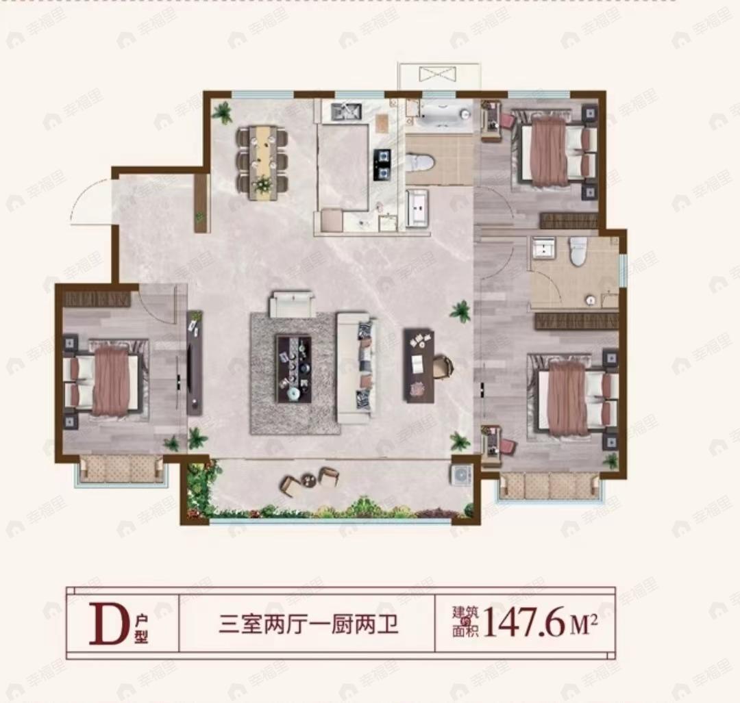天兴翰林苑3室2厅2卫户型图
