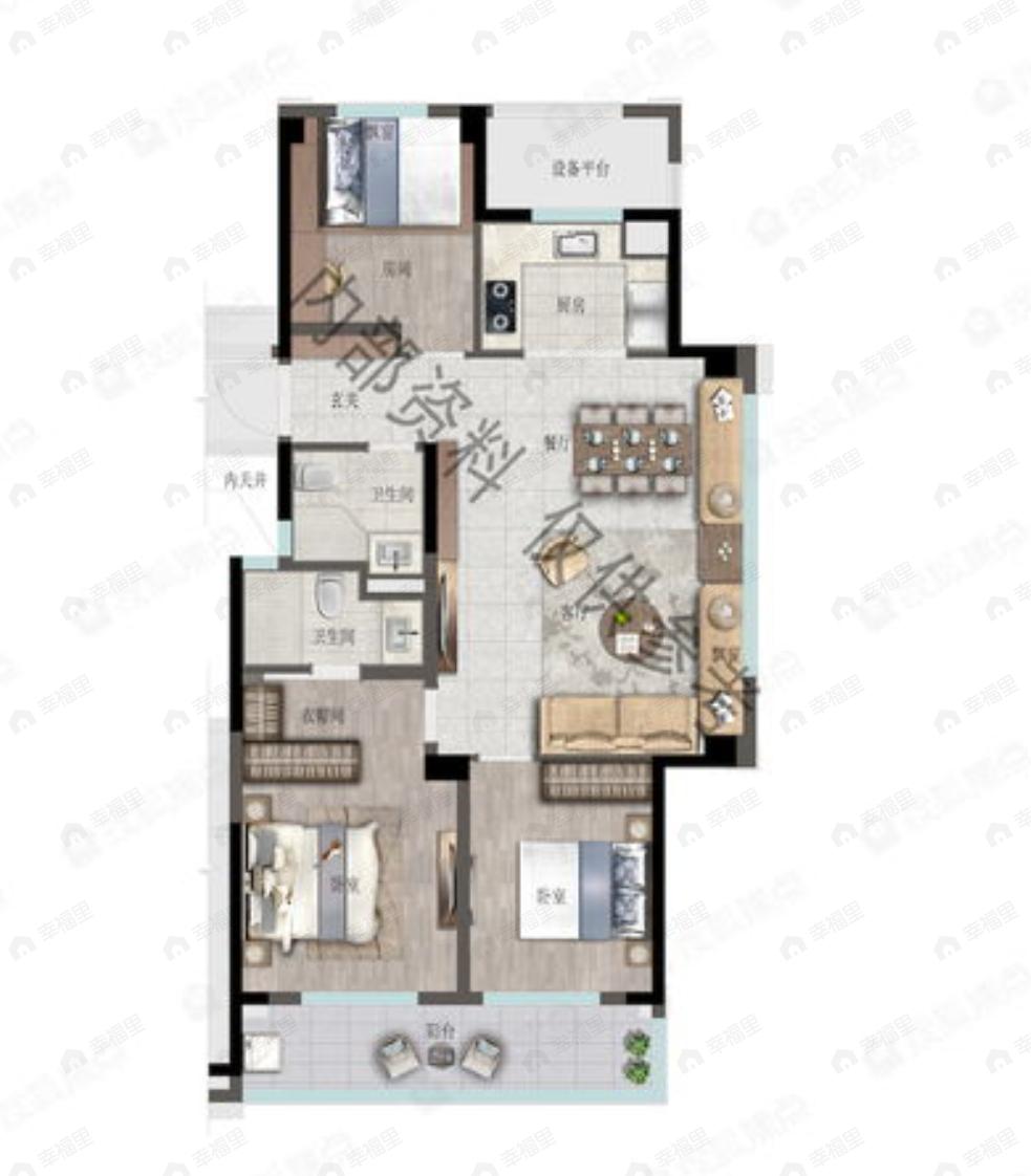 圆尊府3室2厅2卫户型图