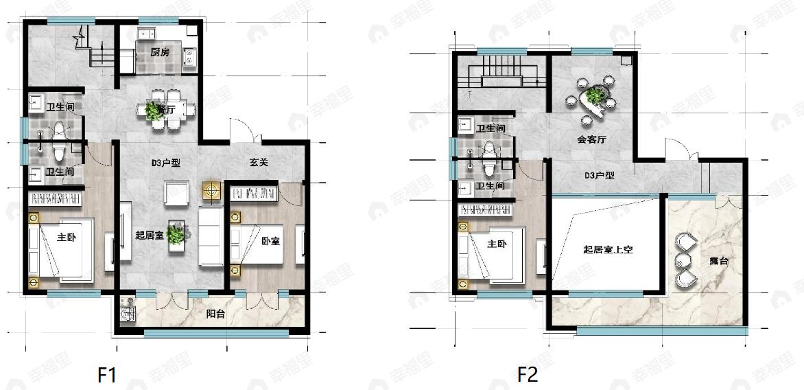 3室3厅4卫建面210平南户型图