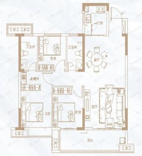 璟樾府3室2厅2卫户型图