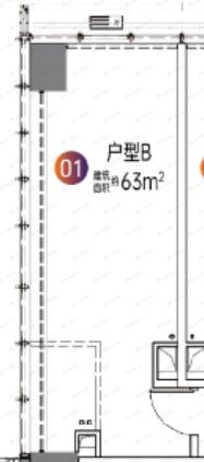 1室1厅1卫建面63m²户型图