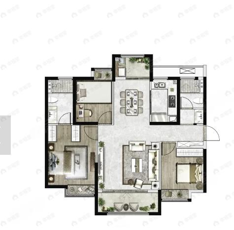 特房芙蓉书院3室2厅2卫户型图