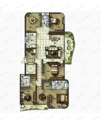 5室2厅3卫建面271平户型图