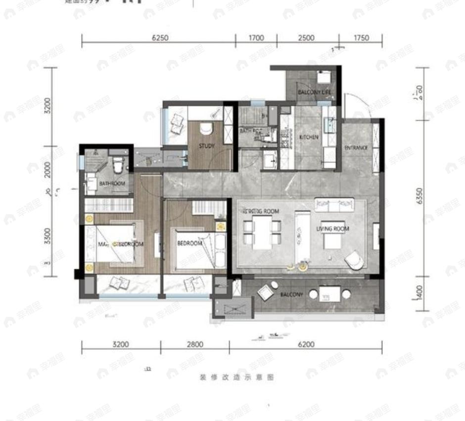 龙湖焕城3室2厅2卫户型图