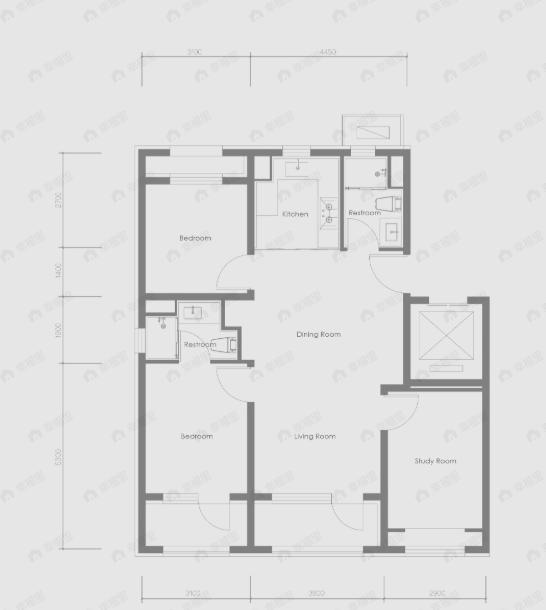 3室2厅2卫建面116平户型图