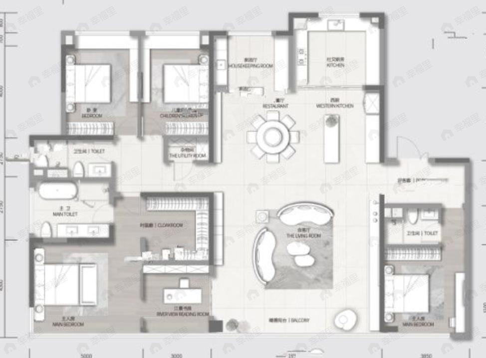 4室2厅3卫建面253平户型图