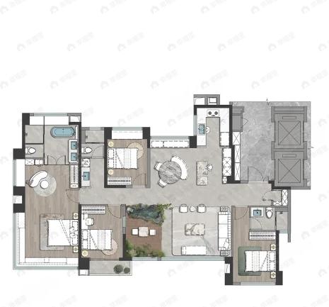 建发-五缘鲤4室3厅3卫户型图