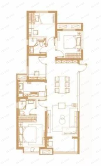 领航悦宸4室2厅2卫户型图