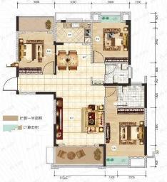 御湖园3室2厅2卫户型图