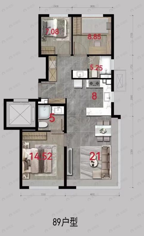 璀璨公元3室2厅2卫户型图