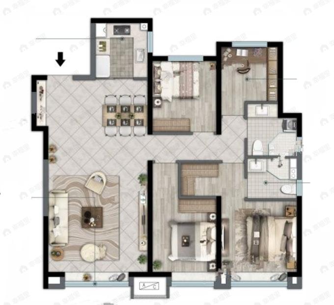 中南上悦城4室2厅2卫户型图