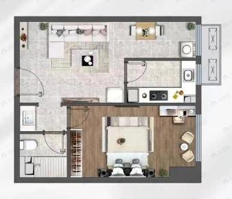 当代宏府MOMΛ1室1厅1卫户型图