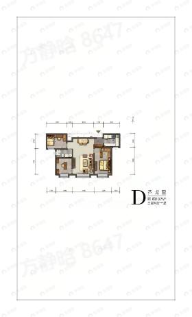 3室2厅1卫建面107m²南户型图
