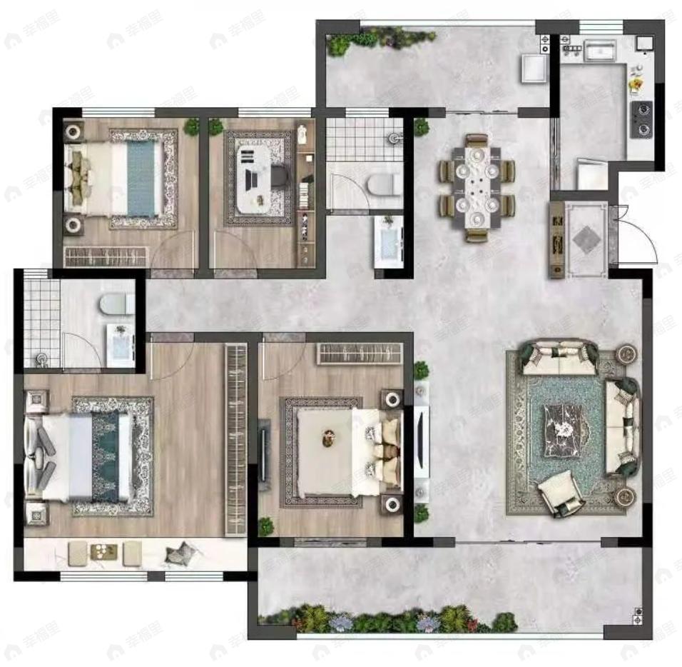 中铁琉森水岸4室2厅2卫户型图