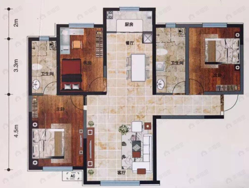 金亿源上北阳光3室2厅2卫户型图