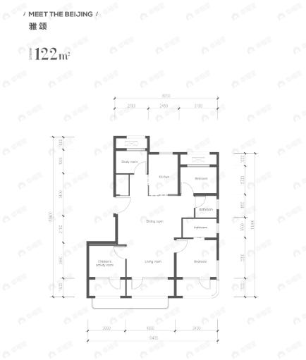 4室2厅2卫建面122平户型图
