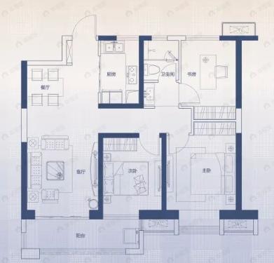 新力雅园3室2厅1卫户型图
