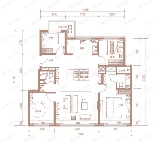 璟贤瑞庭4室2厅2卫户型图
